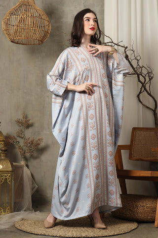 Blue Ikat Long Kaftan