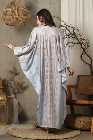 Blue Ikat Long Kaftan