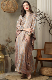 Brown Zigzag Ikat Long Kaftan