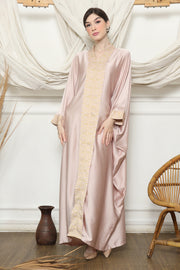 Dusty Pink Songket Kebaya Plain Kaftan.