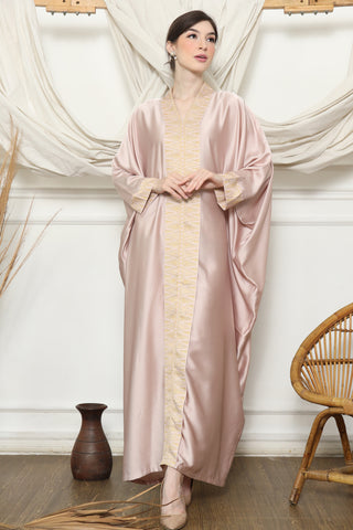 Dusty Pink Songket Kebaya Plain Kaftan.