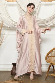 Dusty Pink Songket Kebaya Plain Kaftan.