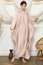 Dusty Pink Songket Kebaya Plain Kaftan.