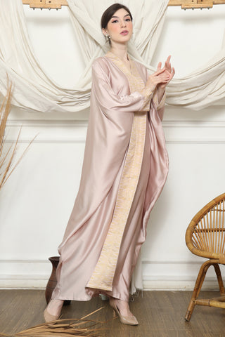 Dusty Pink Songket Kebaya Plain Kaftan.