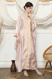 Dusty Pink Songket Kebaya Plain Kaftan.