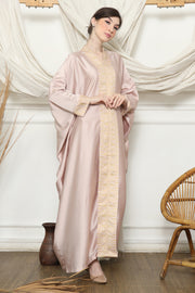 Dusty Pink Songket Kebaya Plain Kaftan.