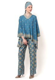 Kanzi Dusty Blue Tapis Tunik Set with Pants