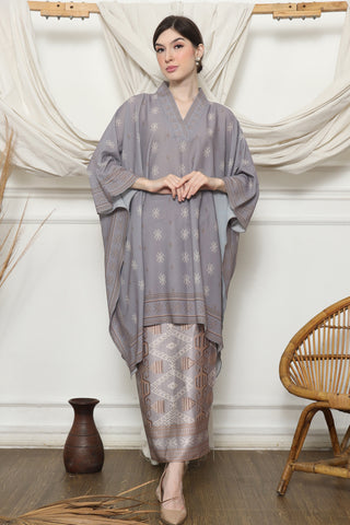 Ash Grey Ikat V-neck Sarong Set