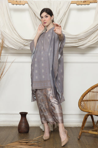 Ash Grey Ikat V-neck Sarong Set