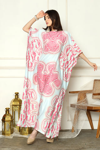 Pink Short Sleeve Batik Kaftan