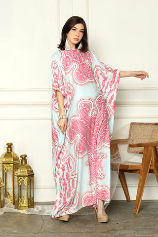 Pink Short Sleeve Batik Kaftan