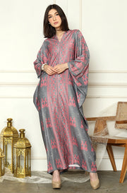 Grey Long Sleeve Songket Kaftan