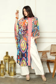 Red Stripe Abstract New Button Kaftan