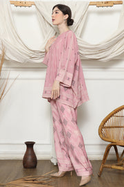 Pink Ikat R-neck Pants Set