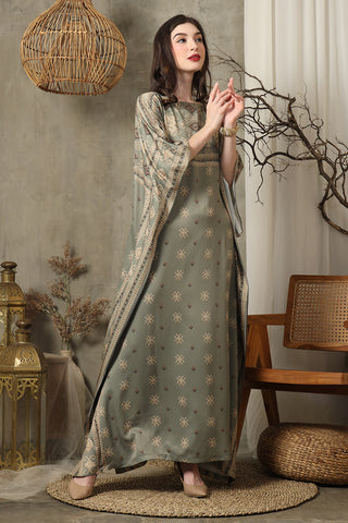 Army Green Ikat Short Kaftan