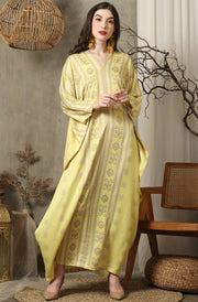 Yellow Ikat Long Kaftan