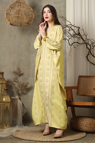 Yellow Ikat Long Kaftan