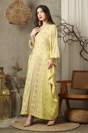 Yellow Ikat Long Kaftan