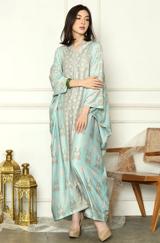 Mint Long Sleeve Songket Kaftan