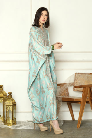 Mint Long Sleeve Songket Kaftan