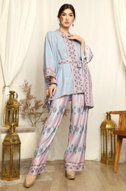 Ice Blue Songket Kebaya Belt Pants Set