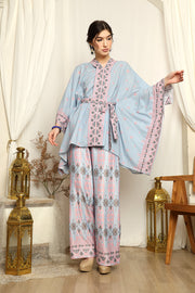 Ice Blue Songket Kebaya Belt Pants Set