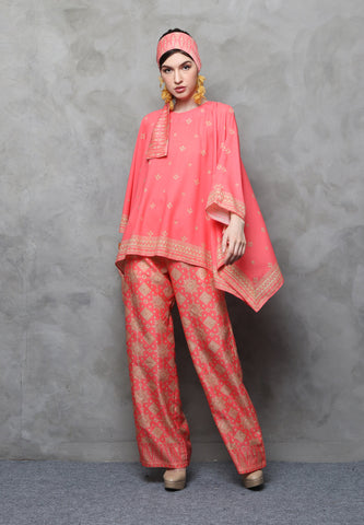 Kanzi Songket Pants Set Coral