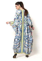 Kanzi Long Sleeve Abstract Kaftan