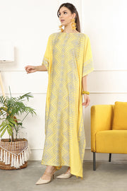 Kanzi Short Sleeve Tapis Kaftan Yellow