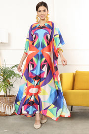 Kanzi Short Sleeve Abstract Kaftan