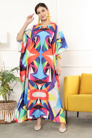 Kanzi Short Sleeve Abstract Kaftan