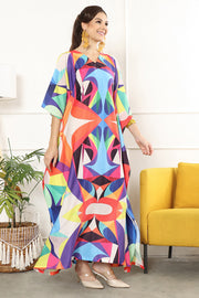 Kanzi Short Sleeve Abstract Kaftan