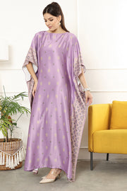 Kanzi Short Sleeve Songket Side Kaftan Purple