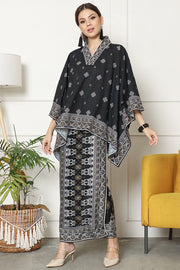 Kanzi Songket Sarong V-neck Set Black