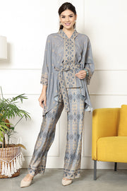 Kanzi Songket Kebaya Pants Set Light Grey