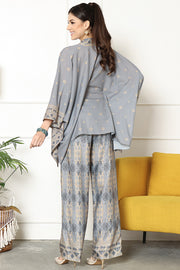 Kanzi Songket Kebaya Pants Set Light Grey