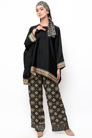 Kanzi Black Tapis Tunik Set with Pants