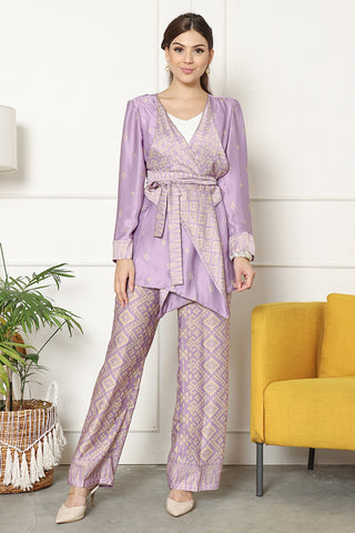 Kanzi Songket Kebaya Pants Set Purple