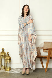 Nude Long Sleeve Songket Kaftan