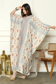 Nude Long Sleeve Songket Kaftan