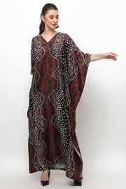 Kanzi Short Sleeve Brown Batik Kaftan