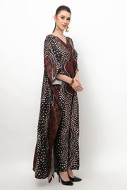 Kanzi Short Sleeve Brown Batik Kaftan