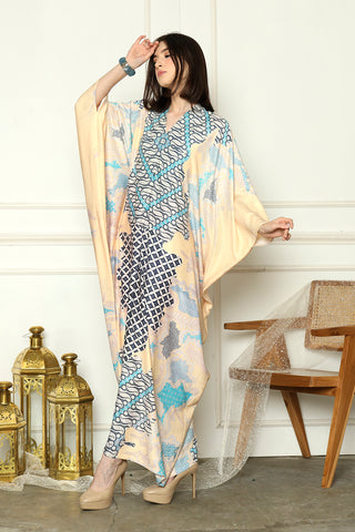 Yellow Contemporer Batik Long Sleeve Kaftan