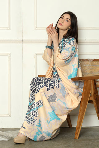 Yellow Contemporer Batik Long Sleeve Kaftan