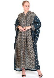 Kanzi Long Sleeve Black Tapis Kaftan