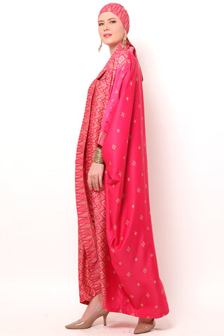 Kanzi Long Sleeve Pink Tapis Kaftan