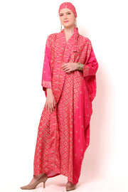 Kanzi Long Sleeve Pink Tapis Kaftan