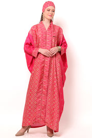 Kanzi Long Sleeve Pink Tapis Kaftan