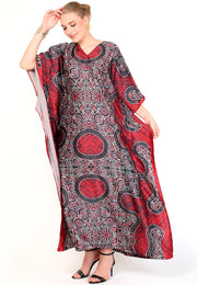 Kanzi Short Sleeve Red Batik Kaftan