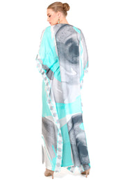 Kanzi Short Sleeve Marbel Printed Kaftan